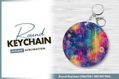 Psychedelic circular design round keychain png Product Image 1