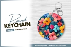 Colorful floral pattern design round keychain png Product Image 1