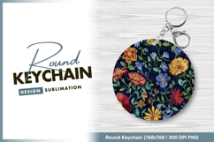 Round keychain png floral embroidery design Product Image 1