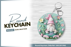Gnome round keychain png design sublimation Product Image 1