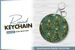 Christmas tree pattern round keychain png design Product Image 1