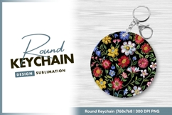 Floral round keychain design for sublimation Product Image 1