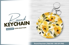 Floral round keychain png sublimation design Product Image 1