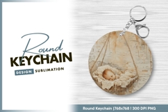 Round keychain png with sleeping baby design Product Image 1
