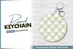 Round keychain png with gingham design Product Image 1