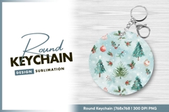 Christmas ornament round keychain png sublimation design Product Image 1