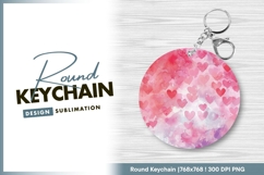 Round keychain png watercolor hearts sublimation design Product Image 1