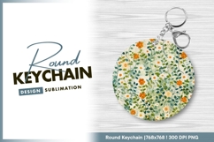 Round keychain png floral design Product Image 1