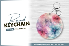Floral round keychain png for sublimation design Product Image 1