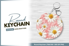 Daisy round keychain floral design png Product Image 1