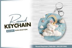 Unicorn round keychain png design sublimation Product Image 1