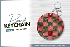 Christmas plaid round keychain png design Product Image 1