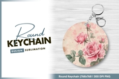 Round keychain png design with roses Product Image 1