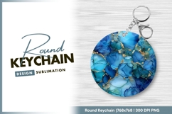 Round keychain png blue and gold design Product Image 1