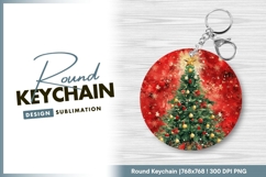 Round keychain png with christmas tree design Product Image 1