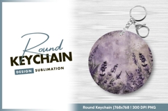 Round keychain png with lavender floral design Product Image 1