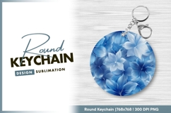 Blue floral round keychain png mockup design Product Image 1