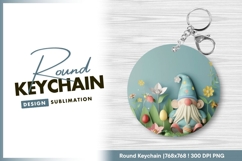 Gnome round keychain png for sublimation design Product Image 1