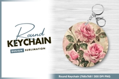Floral round keychain png design Product Image 1