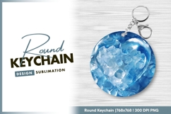 Blue heart round keychain png sublimation design Product Image 1