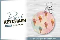 Round keychain png with ice cream design Product Image 1