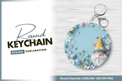 Easter gnome round keychain png sublimation design Product Image 1