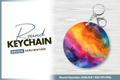 Vibrant colorful ink wash abstract background Round Keychain Product Image 1