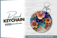 Floral round keychain png design sublimation Product Image 1