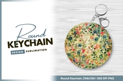 Floral round keychain png for sublimation design Product Image 1