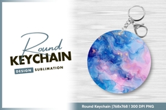 Round keychain png with abstract watercolor design Product Image 1
