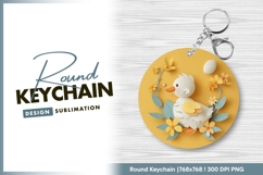 Round keychain png duck floral sublimation design Product Image 1