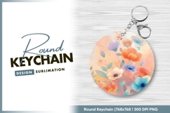 Floral round keychain design for sublimation Product Image 1