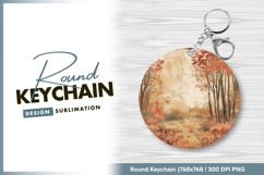 Autumnal forest scene round keychain png design Product Image 1
