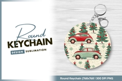 Christmas car round keychain png design Product Image 1