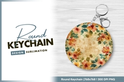 Floral round keychain png design sublimation Product Image 1
