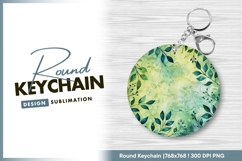 Floral round keychain png sublimation design Product Image 1