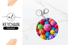 Round Keychain With Colorful Smiley Faces Product Image 1