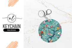 Floral Tree Illustration in a Round Shape with Teal Product Image 1