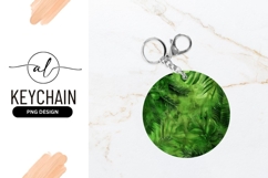 Green Tropical Leaves Circle Design for Round Keychain P N G Product Image 1