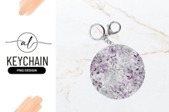 Round Floral Design with Purple Leaves on Gray Textured Product Image 1