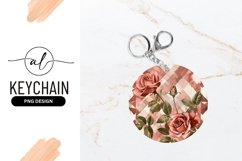 Pink Roses and Green Leaves on a Checkered Background Product Image 1