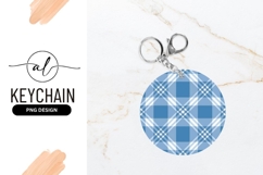 Blue and White Plaid Pattern in a Round Shape Product Image 1