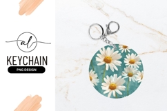 Daisy Flowers Illustration in a Round Shape on Blue Textured Product Image 1
