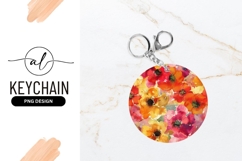 Watercolor Floral Arrangement in a Circle with Red Orange Product Image 1