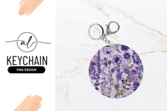 Watercolor Floral Arrangement in Round Shape with Purple Product Image 1