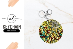 Colorful Floral Stained Glass Round Keychain Png Product Image 1