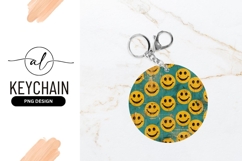 Yellow Smiley Faces on Teal Background with Grunge Texture Product Image 1