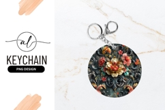 Floral Arrangement in a Round Shape with Ornate Gray Product Image 1