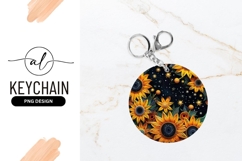 Stylized Sunflowers and Stars on Black Background Product Image 1