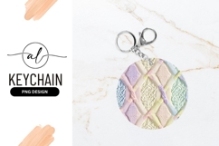 Knitted Pattern in Pastel Colors Round Keychain P N G Product Image 1
